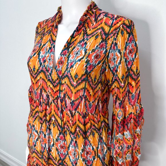 Anthropologie Maeve Tamarind Tiered Maxi Dress in Ikat Multicolor Print Size SP - Picture 7 of 15